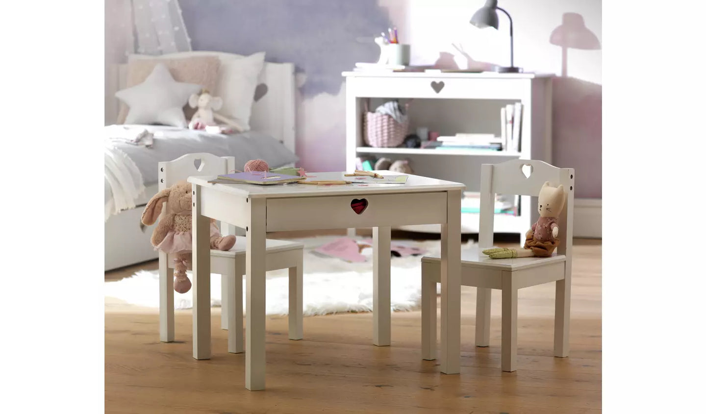 Assembled Mia Kids Table & 2 Chairs - White